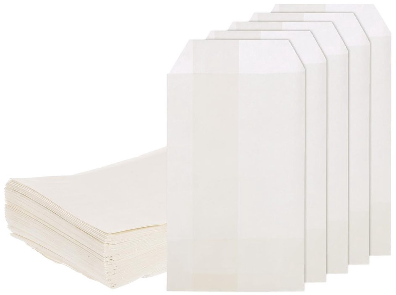 Set van 100 Platte Witte Kraft Papieren Zakjes 15 x 7 cm - Vetwerend