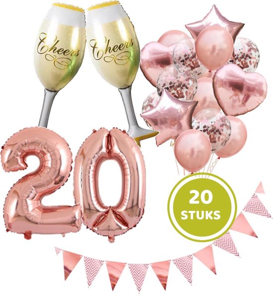 Verjaardag decoratie 20 jaar | Feest versiering 20-delig | Roségoud |  Confetti... | bol.com