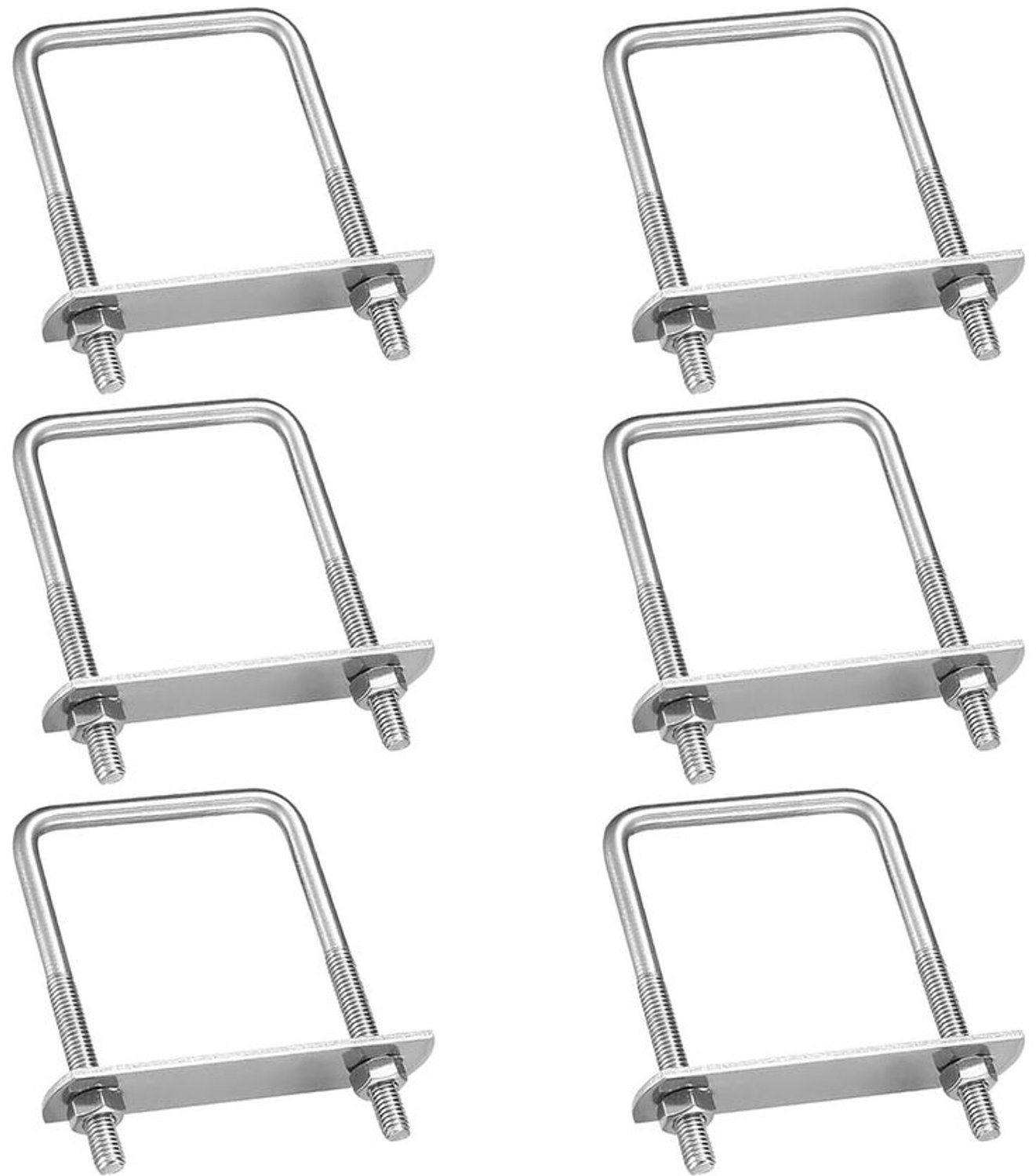 U-schroeven 6 stuks - M8 Beugelschroeven - Roestvrij Staal - Vierkante U-bouten - U-beugels 100 x 50 mm - Voor Auto's/Schepen