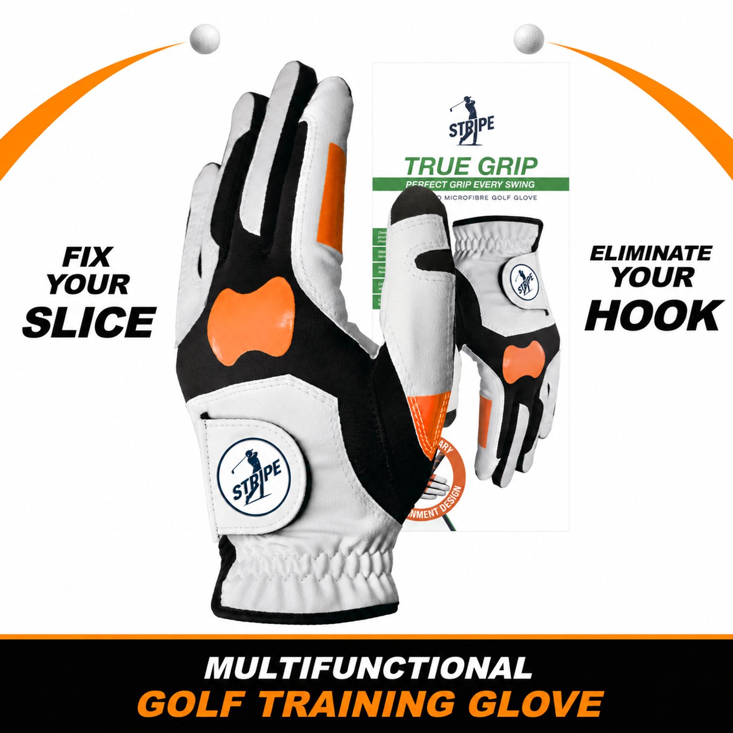 Stripe True Grip golfhandschoen - Griptraining, balmarker - S/M
