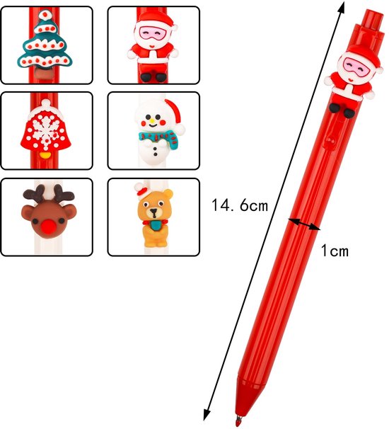 Intrekbare Pen - 24 Stuks - Kerstthema - Gelpen - Comfortabele Grip - Duurzaam - Geschikt voor Cadeaus — afbeelding 5
