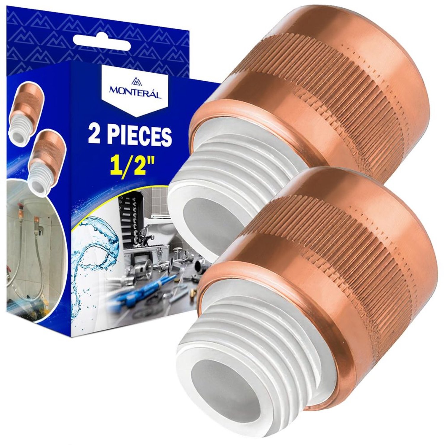 Set van 2 Electrolyse Aansluitingen met Mannelijke en Vrouwelijke Draad 1/2 Inch