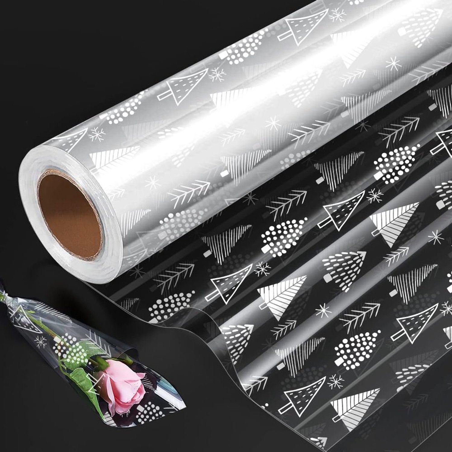Doorzichtige Cellofaan Wrap met Kerstboomprint