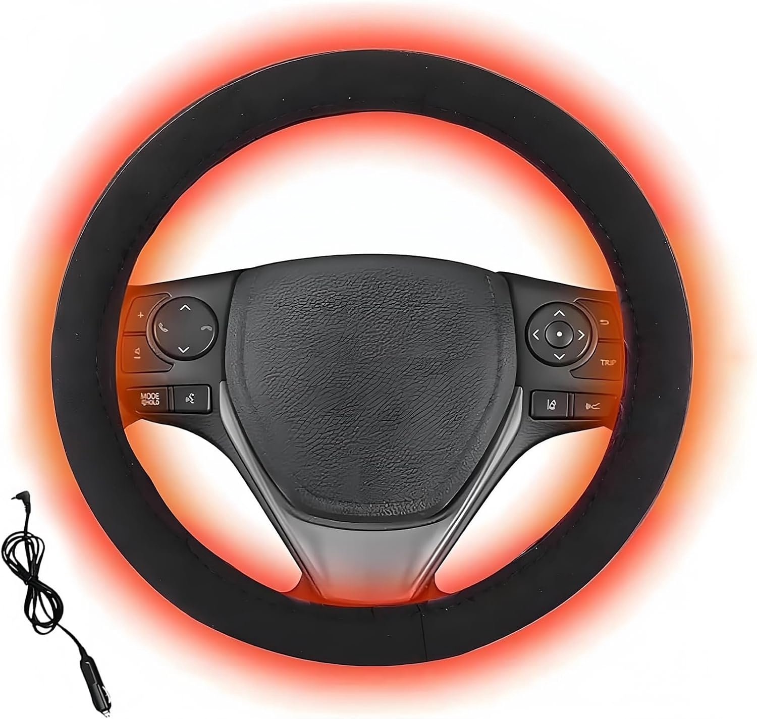 Verwarmde Stuurhoes - 12V - Voertuig Hand Warming Stuurwielen Beschermer - Auto Stuur - Comfortabel Rijden - Snelle Verwarming - 36 to 39cm - Zwart