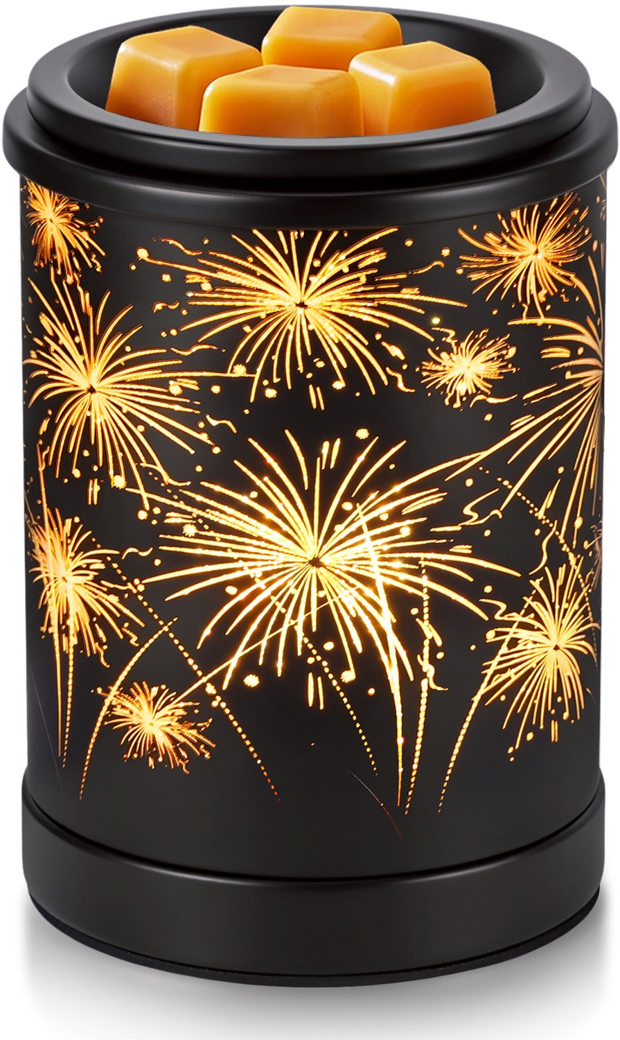 Lemlit Elektrische Wax Melter - Vuurwerk Design - Warm Sfeerlicht - Zwarte Metalen Geurverwarmer voor Wax Melts