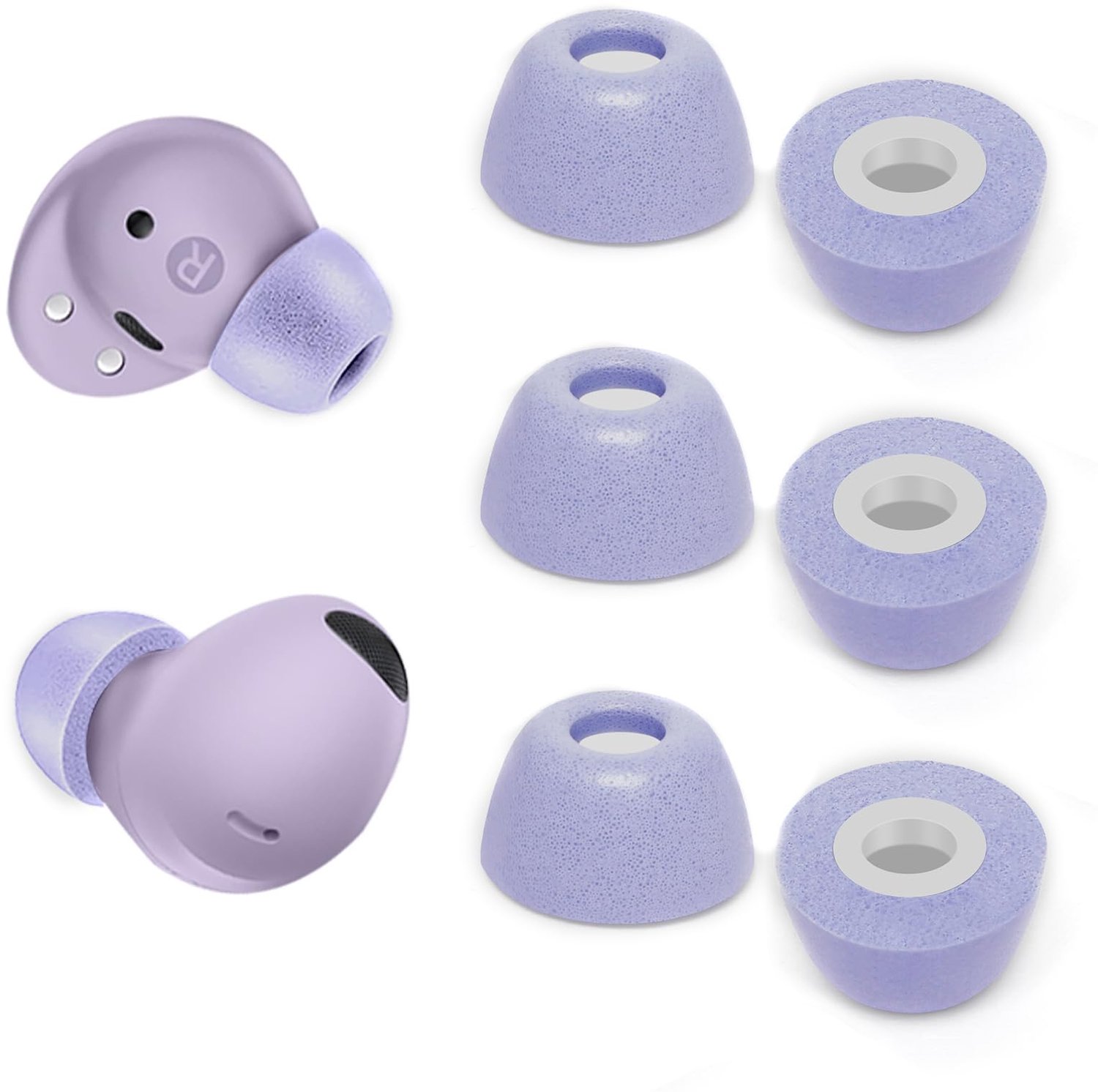 Memory Foam Oorkussens voor Draadloze Oordopjes in Paars
