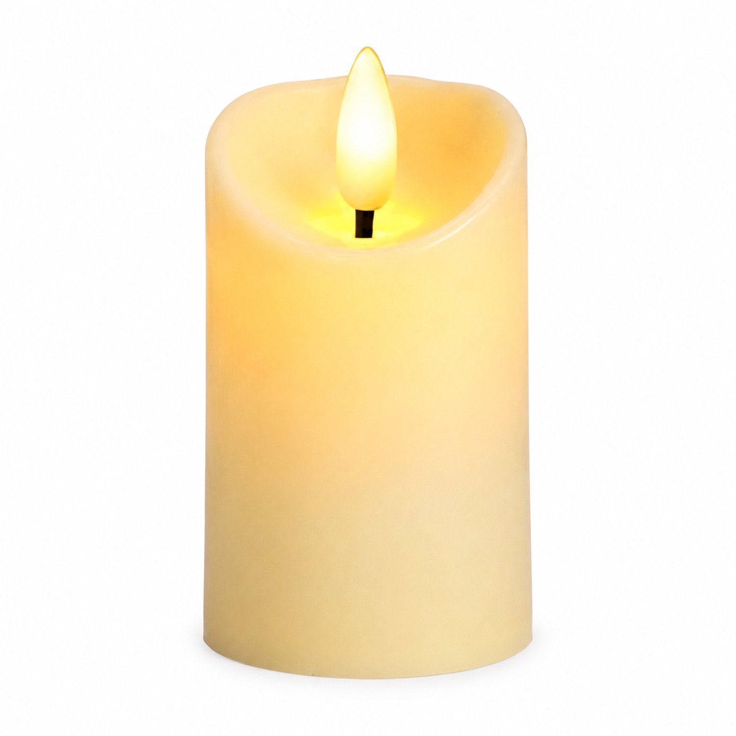 LED kaarsen voor decoratie - 5 x 7 cm, warmgeel licht, cilindervormige kunststof kaars met vlamvormige lichttop, inclusief 3 AG13-batterijen