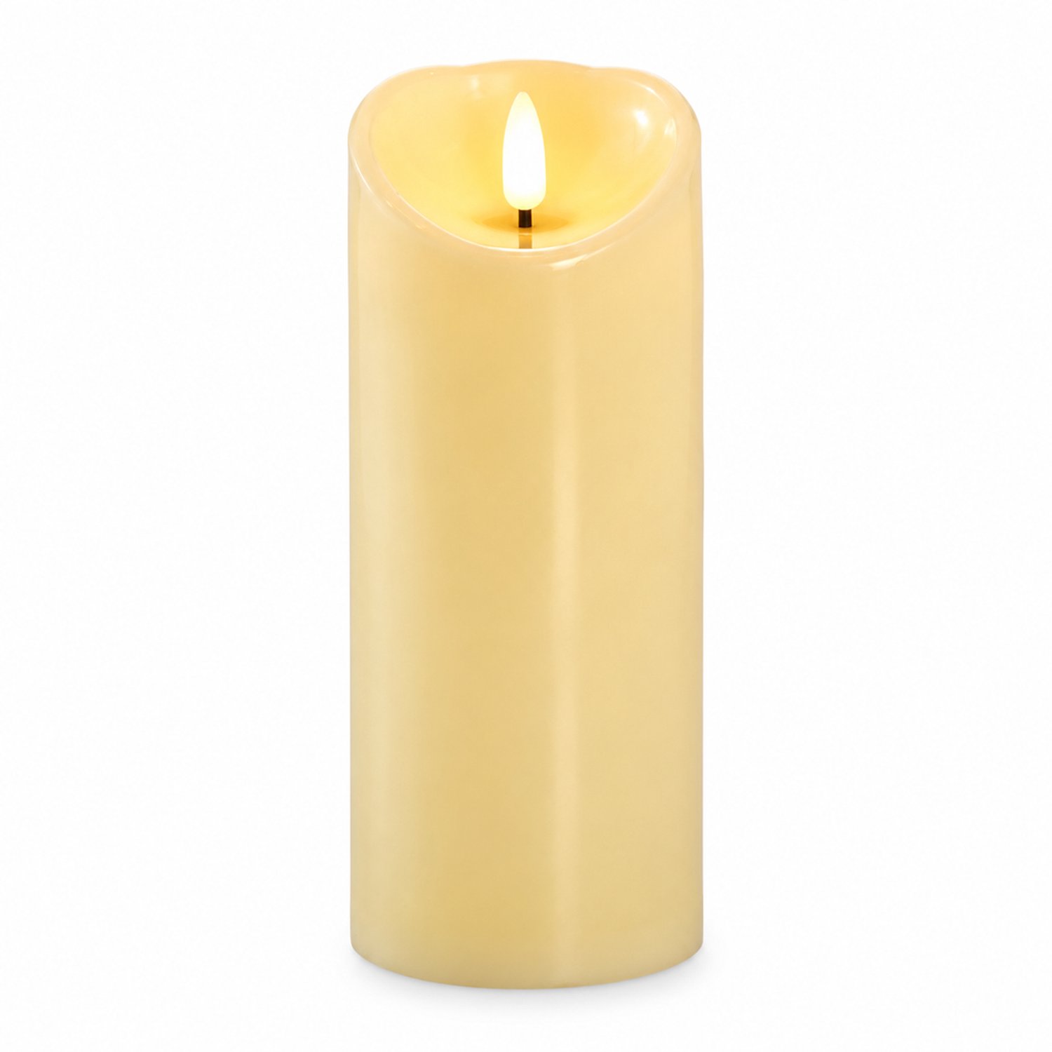 SWGOTA led kaarsen - ivoorwit model van 7,5 x 17,5 cm, gladde cilinder met schuine bovenrand en vlamvormige lichttip, zonder batterijen