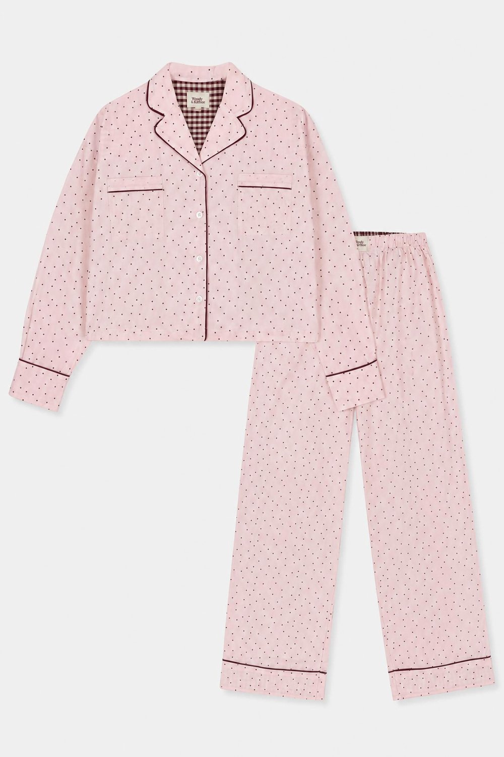 Woody & Kirilove – Dames & Tiener Pyjama met Lange Broek – Lichtroze met Stippen – 263-14-WKB-W/968 - 16 jaar