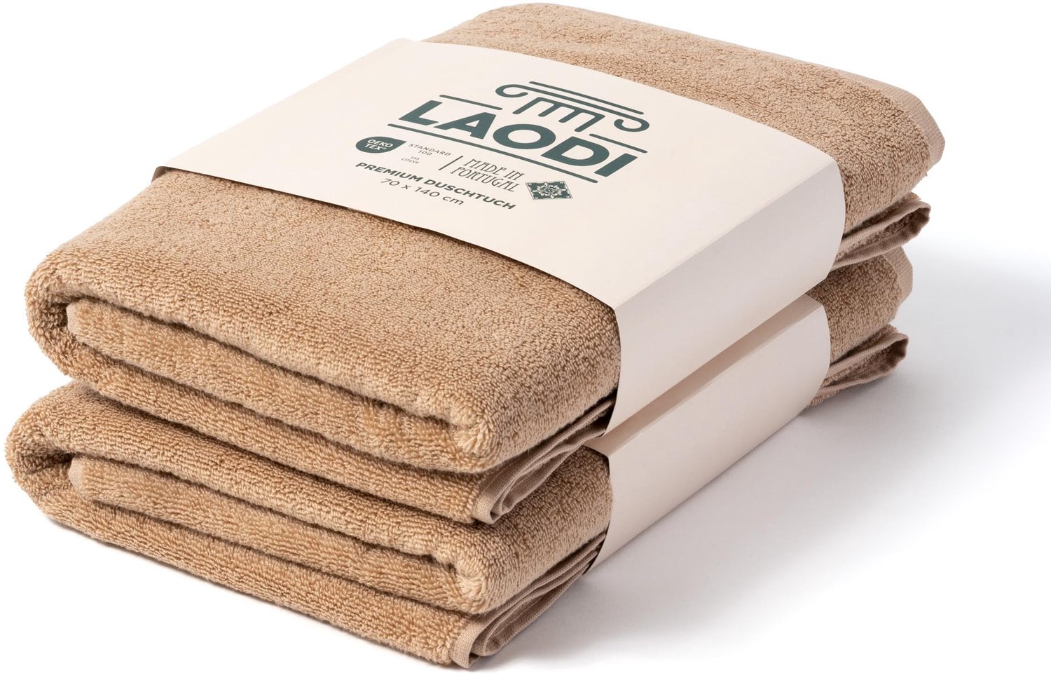 Set van 2 Badhanddoeken - 70x140 cm - 100% Katoen - Beige