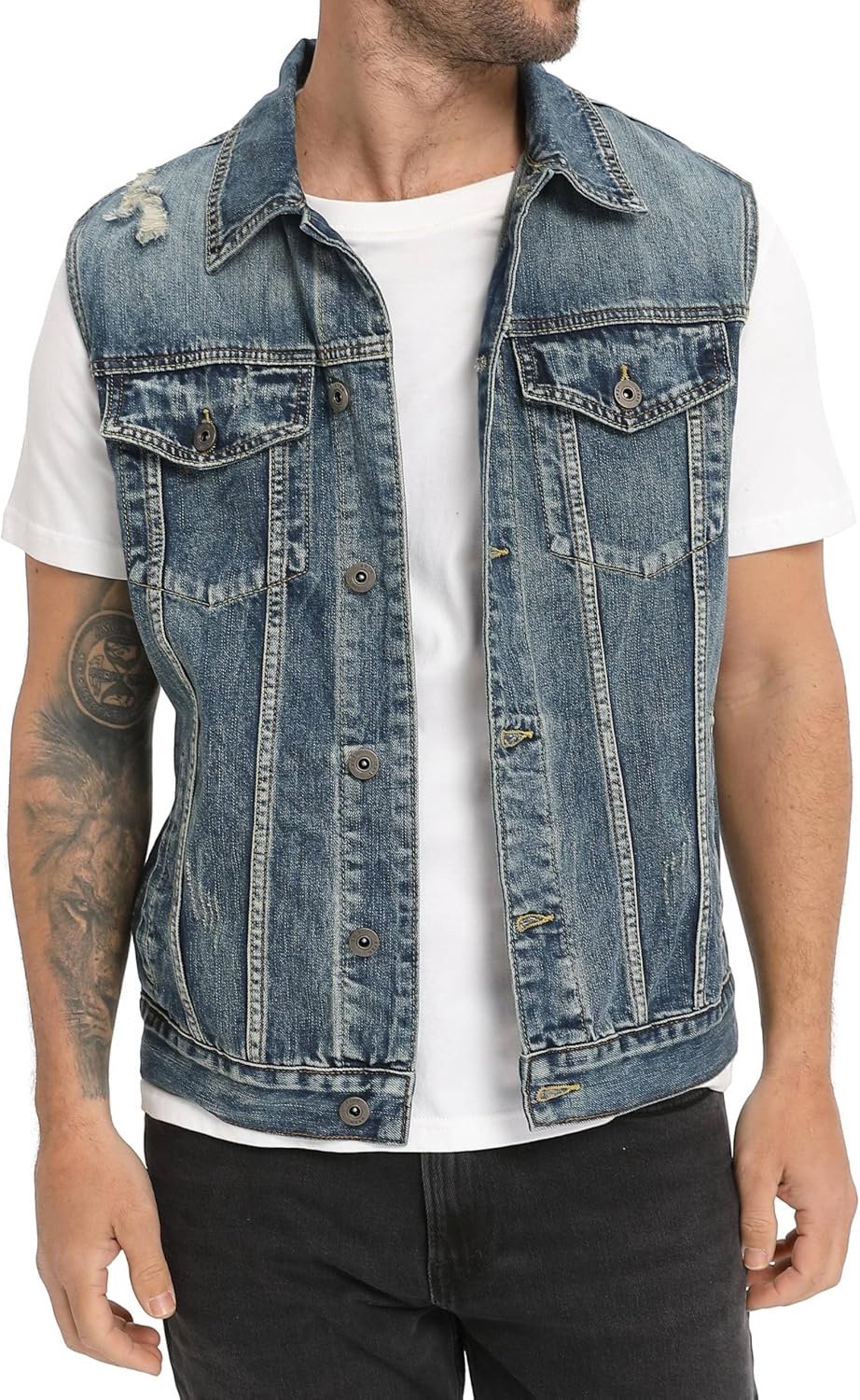 Vest, gescheurd, met knopen