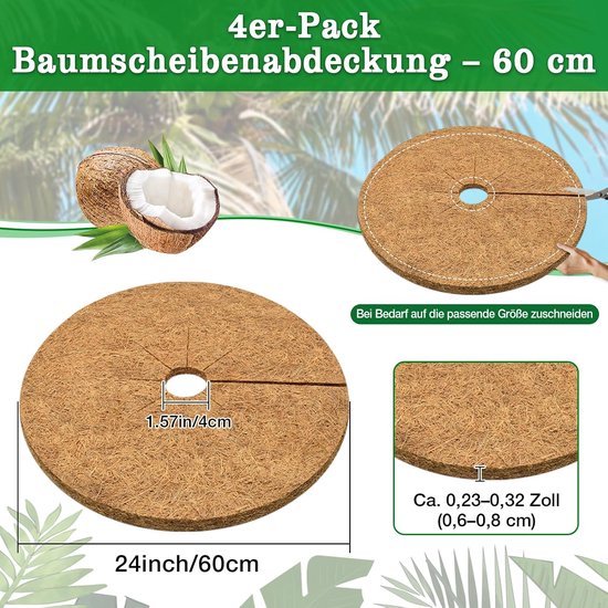 Kokosmatten voor planten, winterbescherming, 4 stuks, 60 cm — afbeelding 2