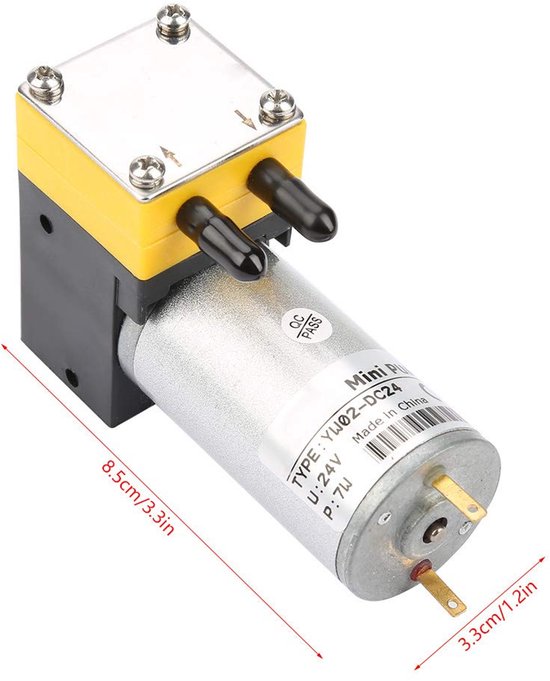 24V Membraanpomp, Mini Luchtpomp, 0.4-1L/min Debiet, 320ml/min Vloeistof, 3.2L/min Gas, Vacuümpomp, Zeer Stil, 8.5x3.3 cm, voor Medische en Chemische Industrie — afbeelding 4