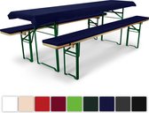 Beautissu Comfort XS gewatteerde bierbankkussentjes & tafelkleed voor bierbank 220x50cm donker blauw