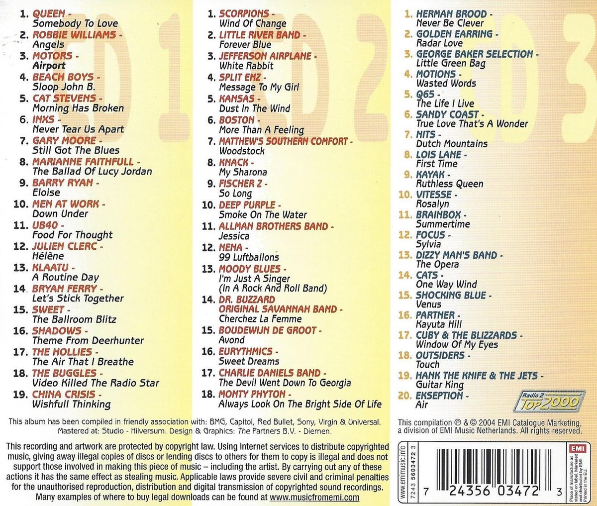 Radio 2 Top 2000 Editie 2004, Top 2000 CD (album) Muziek Radio 2 Top 2000 Editie 2004, Top 2000 CD (album) Muziek