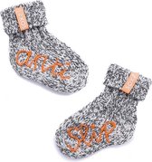 SOXS® Warm Wool Baby Socks Anti-Slip - Gris - Etiquette orange - Taille 19/28