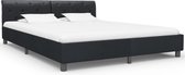 Bedframe Zwart Kunstleer (Incl LW Led klok) 180x200 cm - Bed frame met lattenbodem - Tweepersoonsbed