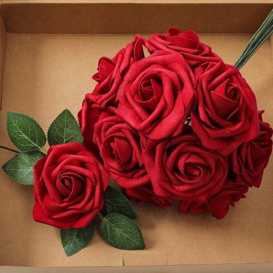 Fleurs artificielles rose lot de 25 pièces rouge | Rose artificielle en  mousse | Roses... | bol.com