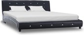 Bedframe Zwart Kunstleer (Incl LW Led klok) 160x200 cm - Bed frame met lattenbodem - Tweepersoonsbed