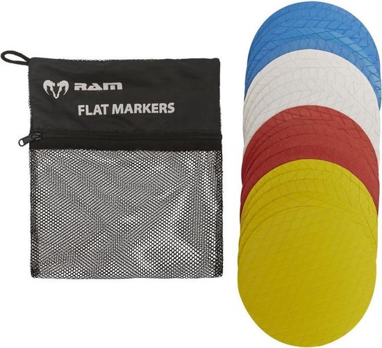 Foto: Platte markeer schijven anti slip 4 kleuren in tas 20 stuks