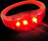 Sound activated LED armbanden, lichtgevende armbanden, muziek armband, rood, 5 stuks