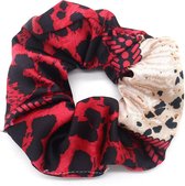 Dielay - Scrunchie met Dierenprint - Haarelastiek - Rood