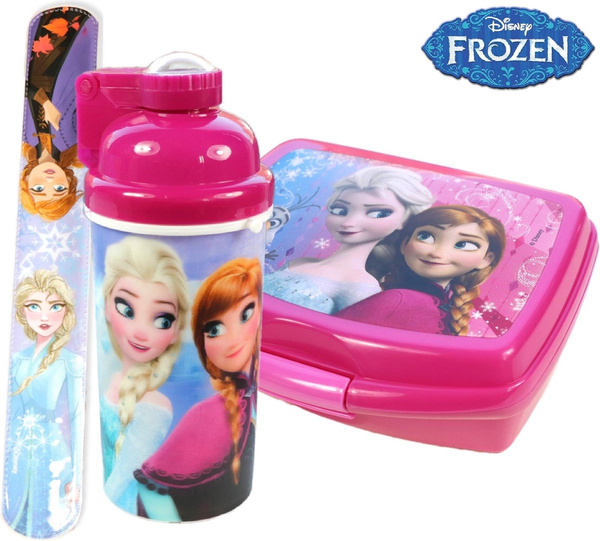 Roei uit Vel Gastvrijheid Frozen Broodtrommel + drinkfles + klaparmband | Lunchbox set 2 stuks voor  meisjes LS15 | bol.com