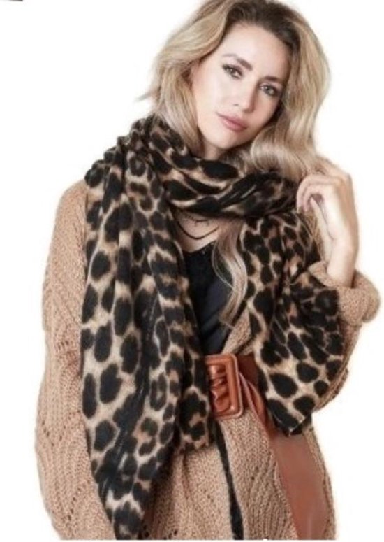 Écharpe longue hiver chaud léopard panthère léopard pour femme acrylique  marron 80 x... | bol.com