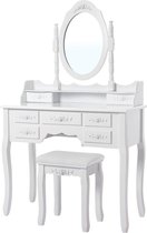 Nancy's Luxe Kaptafel Set – Make-up Tafel Met 3 Spiegels & Kruk – Make-up Organizer - Wit