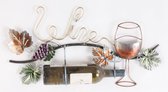 Wandbord van metaal Wine met tekst druivenrank glas en plaats voor fles