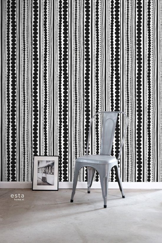 Perles de papier peint intissé HD noir et blanc - 138838 de ESTAhome