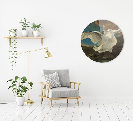 Le cygne en voie de disparition | Jan Asselijn  | Plexiglas rond | Décoration murale | 80 cm x 80 cm | Peinture | Maîtres anciens | Photo sur plexiglas