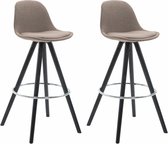 Clp Franklin Set van 2 barkrukken - Rond frame - Stof - Taupe Zwart