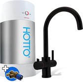 HOTTO met ZWART afgeronde kraan Arco, boiler 8 liter inclusief inlaatcombinatie en mengventiel
