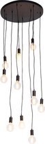 QAZQA facil - Moderne Hanglamp - 10 lichts - Ø 60 cm - Zwart -
