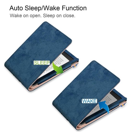 Kobo Clara HD e-Reader Premium Hoes Case Cover Donker Blauw - Stand - Beschermhoes - Sleepcover