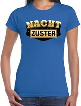 Nachtzuster carnaval / verkleed t- shirt blauw voor dames S