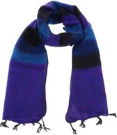 Yaku - 'yakwol' sjaal - paars/blauw gestreept