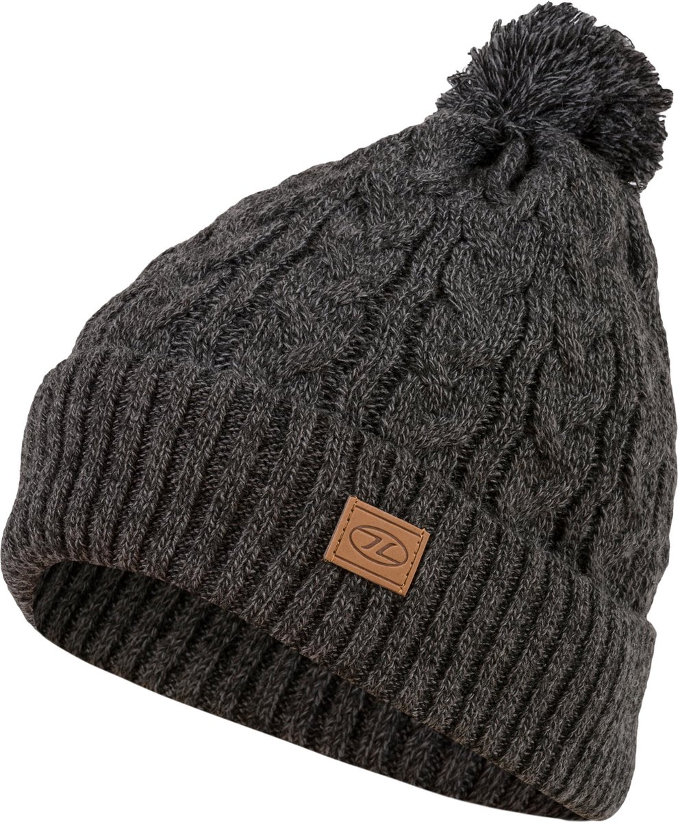 Beira Lined Bobble Hat Charcoal Marl