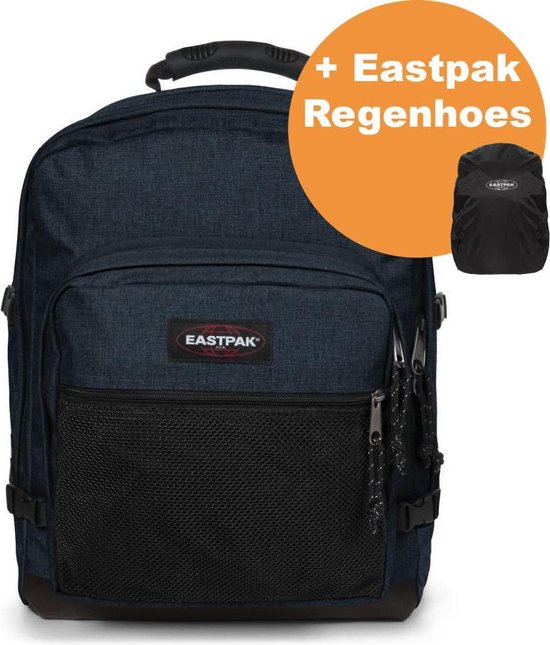 eindpunt Actief kant Eastpak Ultimate Rugzak Triple Denim + Regenhoes Eastpak | bol.com