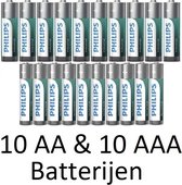 10 piles AA et 10 piles AAA (emballées par 10) piles alcalines industrielles Philips