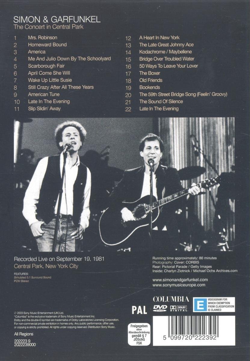 Simon & Garfunkel The Concert In Central Park, Simon & Garfunkel Muziek