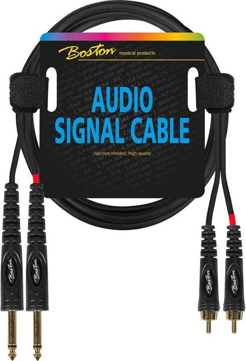 audio signaalkabel, 2x RCA naar 2x 6.3mm jack mono, 3 meter - Boston