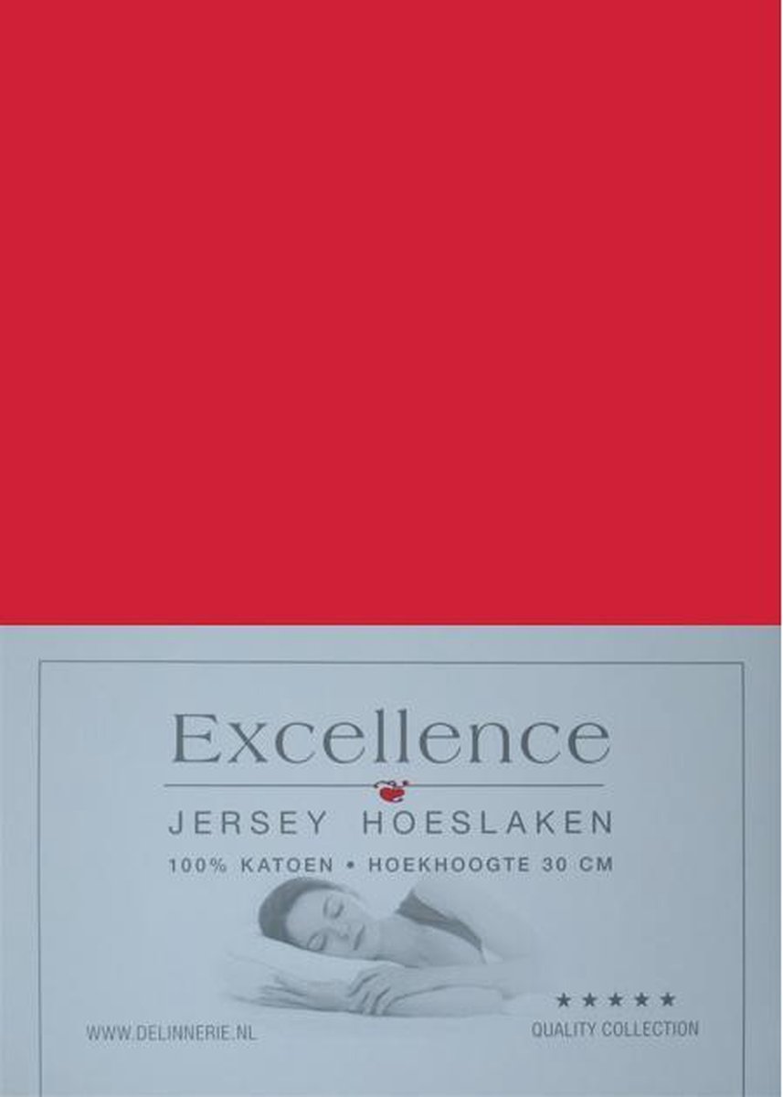 Excellence Jersey Hoeslaken - Eenpersoons - 90/100x210/220 cm - Red