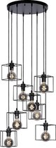 Atmooz - Hanglamp Manilla - Industrieel - Woonkamer / Slaapkamer / Eetkamer - Plafondlamp - Zwart - Hoogte 170cm - Metaal
