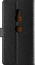 Sony Xperia XZ2 Hoesje - XQISIT - Slim Wallet Serie - Kunstlederen Bookcase - Zwart - Hoesje Geschikt Voor Sony Xperia XZ2