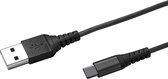 USB-Kabel Type-C, 1 meter, Zwart - Nylon - Celly