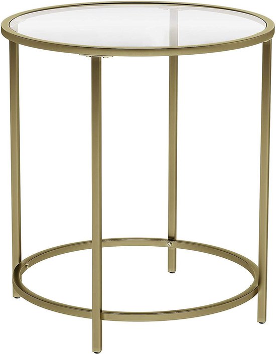 EKEO - Bijzettafel rond - glazen tafel met gouden metalen frame | bol.com