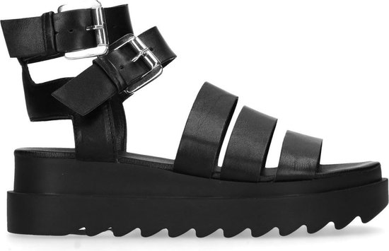 Sacha - Dames - Zwarte sandalen met plateau zool - Maat 42 | bol