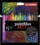 STABILO pointMax - Hardtip Fineliner 0,8 mm - ARTY Etui Met 15 Kleuren